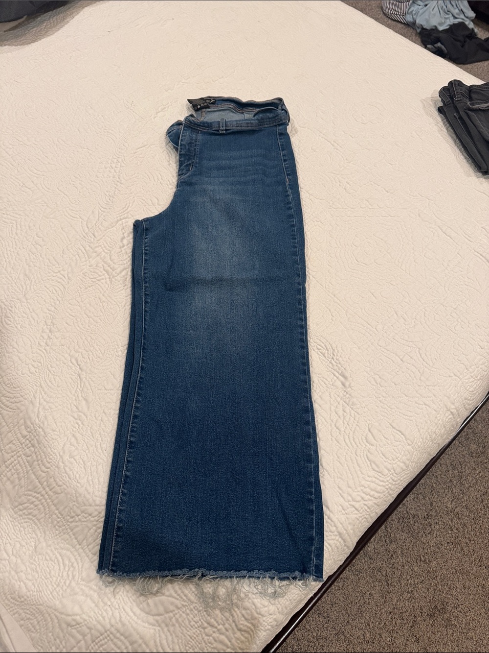 Nanette Lepore Dark Blue Wide-Leg Raw Hem Jeans